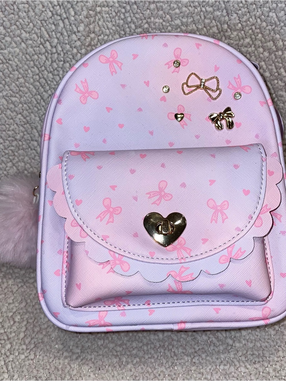 Kids under One Sky Pink Bow Mini Backpack with Heart Lock